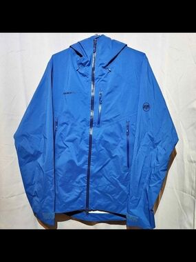 Mammut Blue Waterproof Hooded Rain Jacket